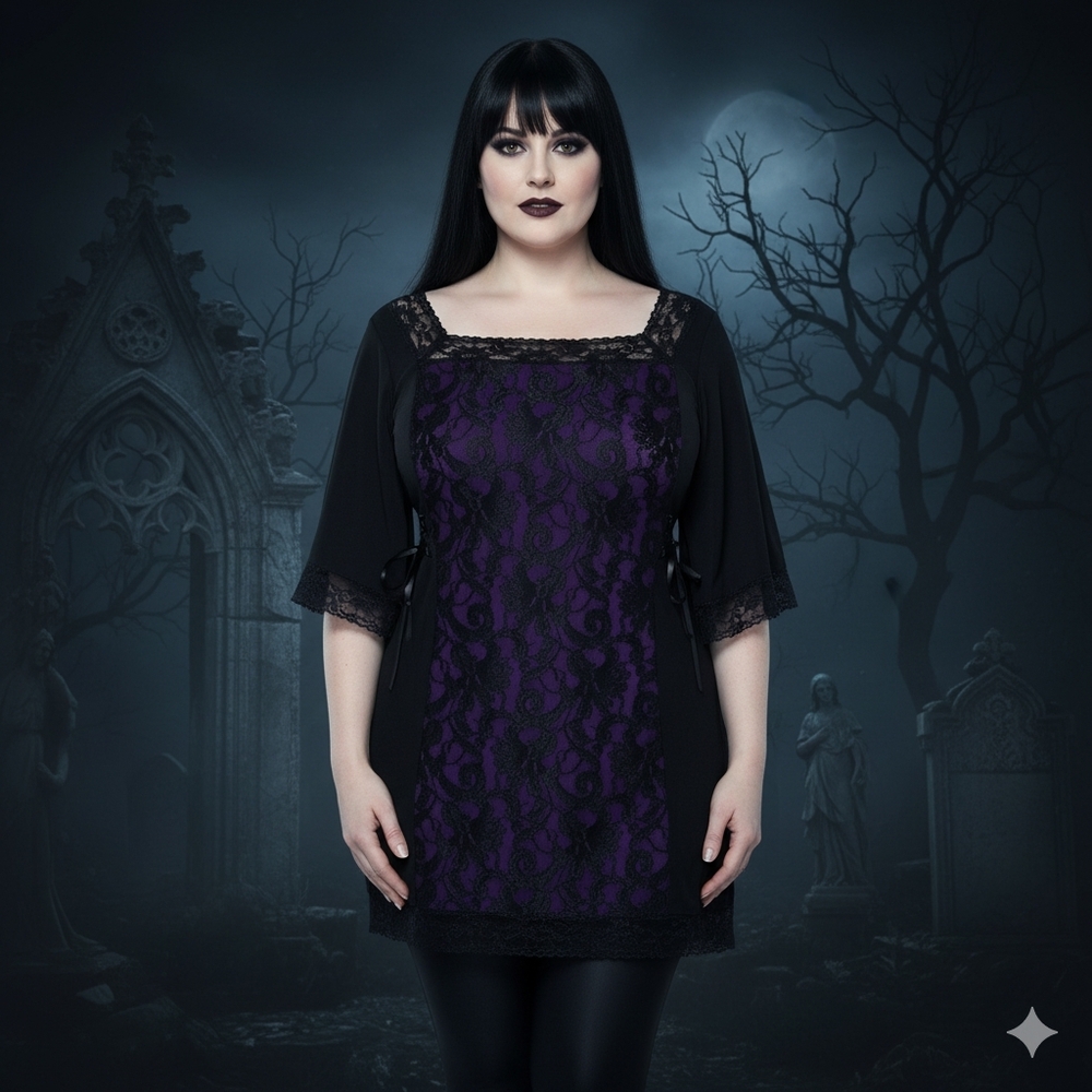 Dare Fashion Purple & Black Elegance Top 3X 18 20